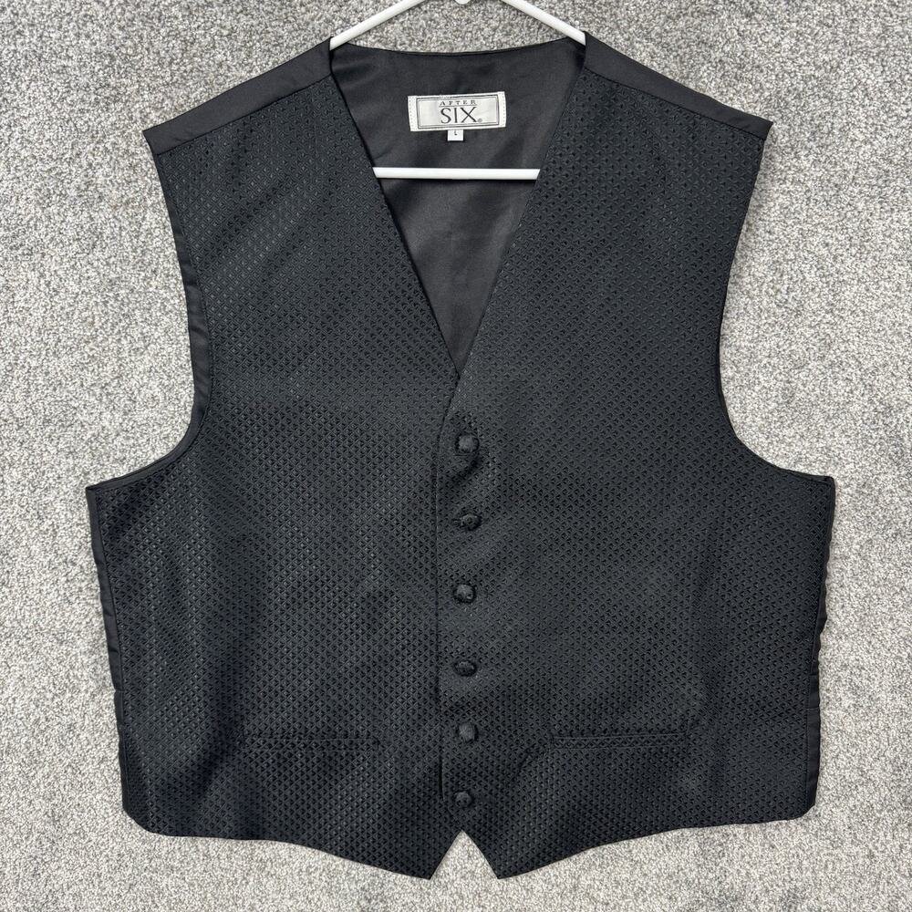 After Six Vest Large Black Formal Tuxedo Wedding Adjustable Classic Suit Prom